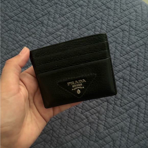 Prada Leather Card Holder Wallet, Black - Picture 1 of 12
